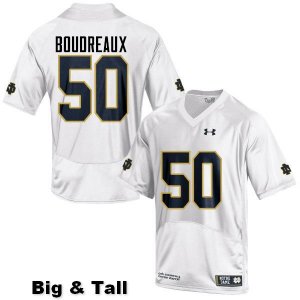 Notre Dame Fighting Irish Men's Parker Boudreaux #50 White Under Armour Authentic Stitched Big & Tall College NCAA Football Jersey HZO1499YL